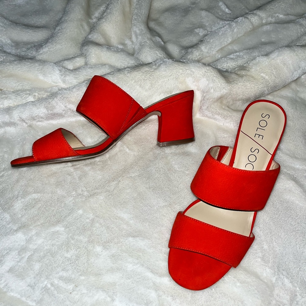 Sole Society Red Suede Helina Sandal Size 8, LIKE NEW!